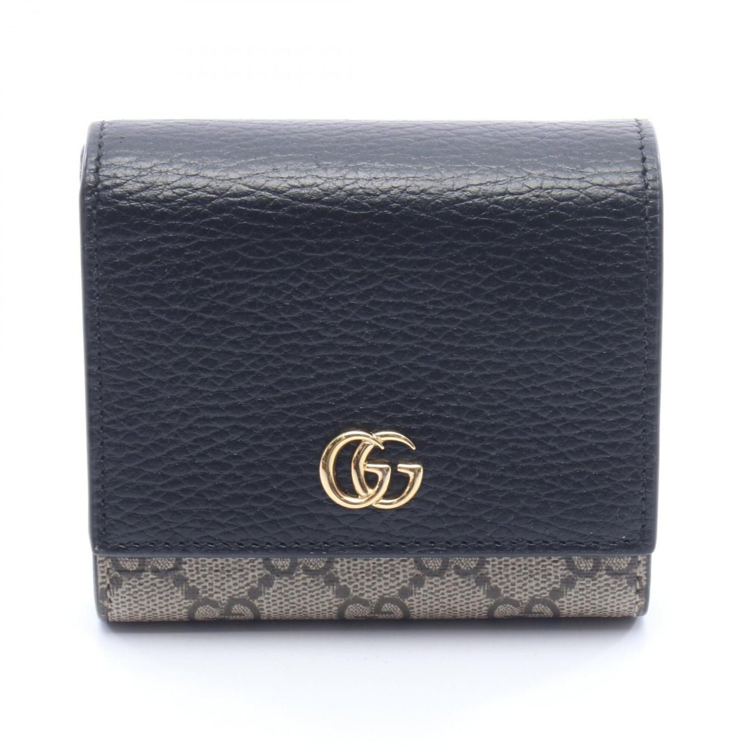 Gucci GG Marmont Bi-fold Wallet, Leather and Coated Canvas, Women's, Beige, Brown, Black, 598587