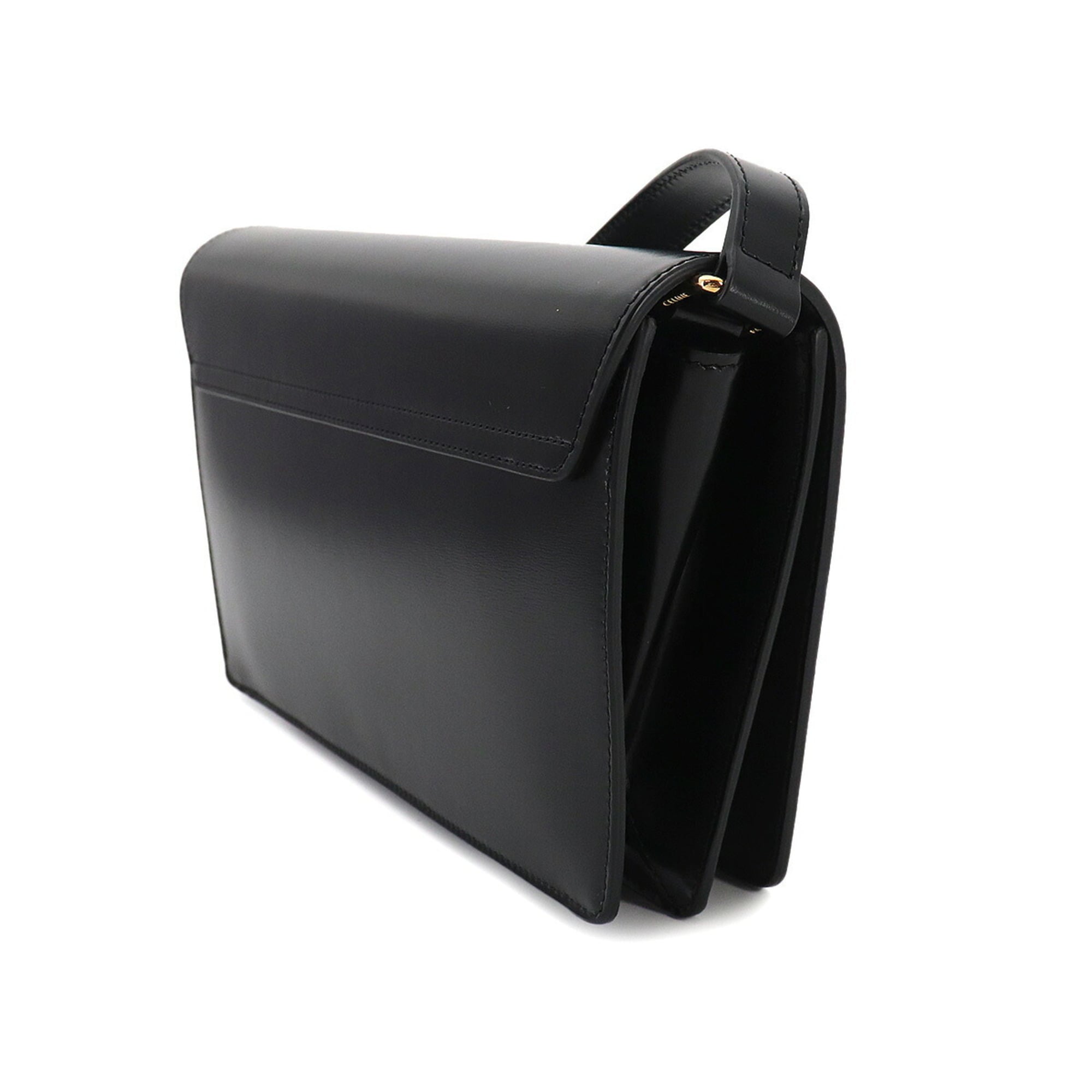 Celine Triomphe Trapeze 2-way Shoulder Clutch Handbag, Leather, Black, 199283BF4, Gold Hardware, Bag — New - Store Return