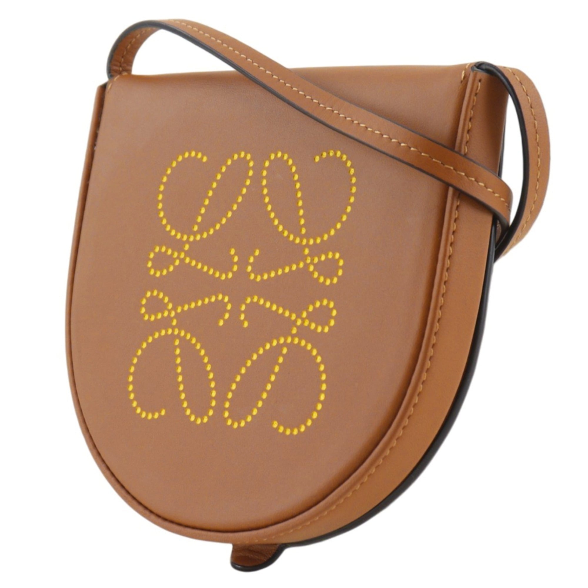 Loewe Heel Pouch Mini Shoulder Bag, Anagram Pattern, 102027, Leather, Brown, Women's — Like New