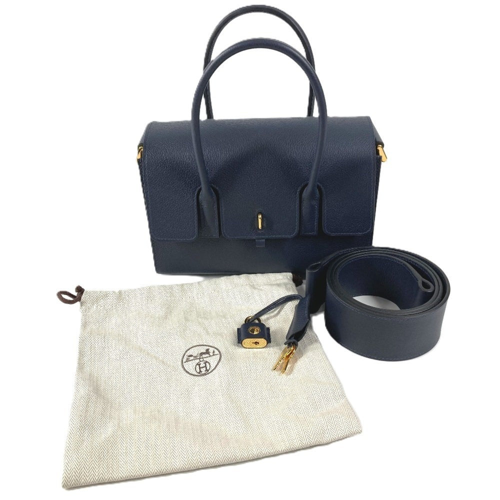HERMES New Drug 22 Tote Bag, Crossbody Handbag, Shoulder Evercolor, Men's/Women's, Navy, Like — Like New