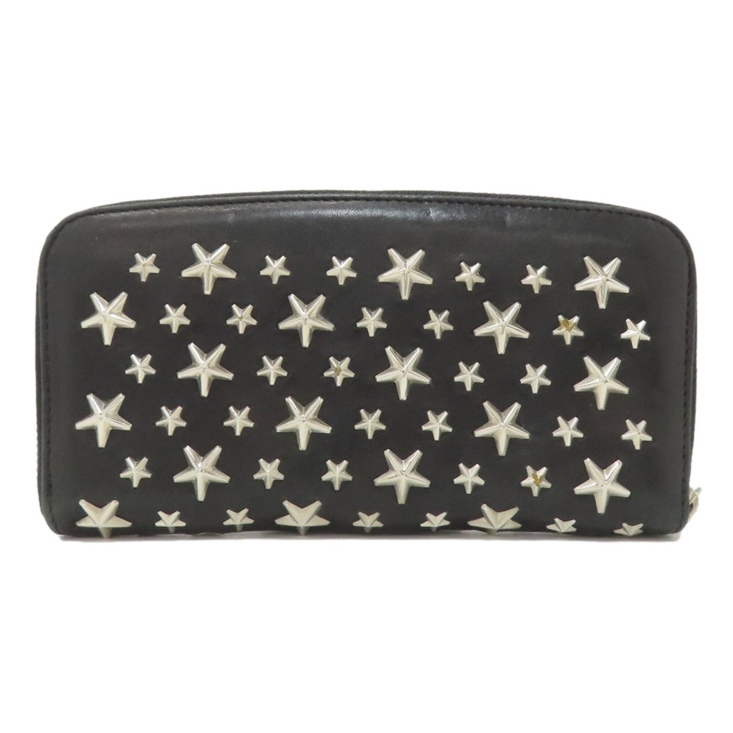 Jimmy Choo Star Motif Round Zip Long Wallet Leather Women's