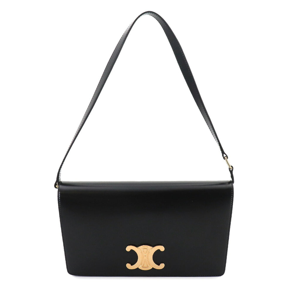 Celine Triomphe Trapeze 2-way Shoulder Clutch Handbag, Leather, Black, 199283BF4, Gold Hardware, Bag — New - Store Return