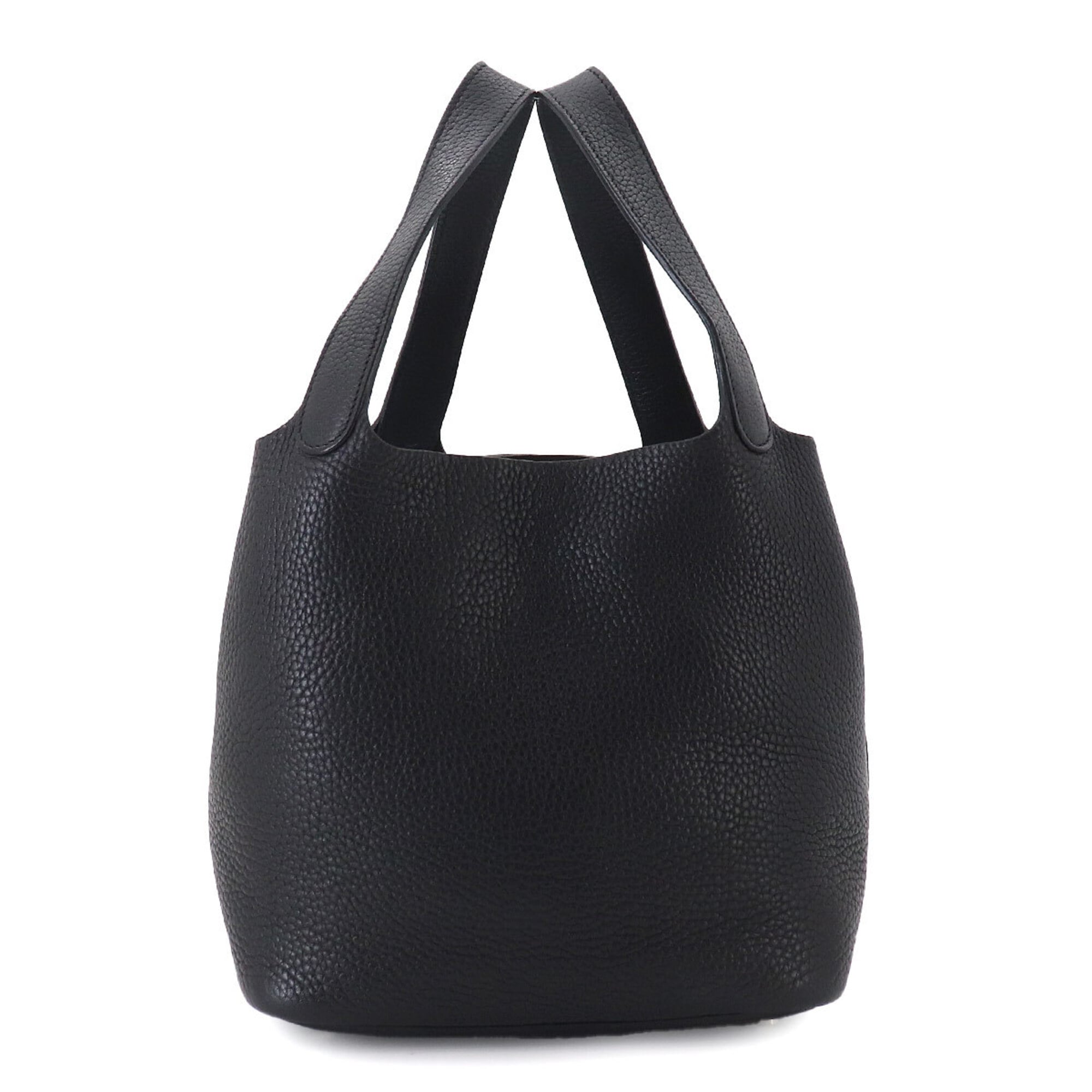 Hermes Picotin MM Handbag, Taurillon Clemence Leather, Black, Silver Hardware — Like New