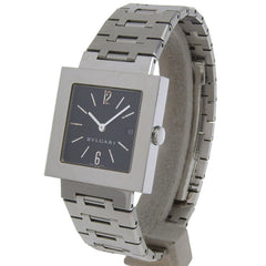 BVLGARI Quadrado Watch SQ29SSD Stainless Steel Quartz Analog Display Black Dial Unisex — Good