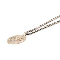 Chanel Necklace Coco Mark Rhinestone Round Coin A22 K CHANEL NECKLACE — Like New