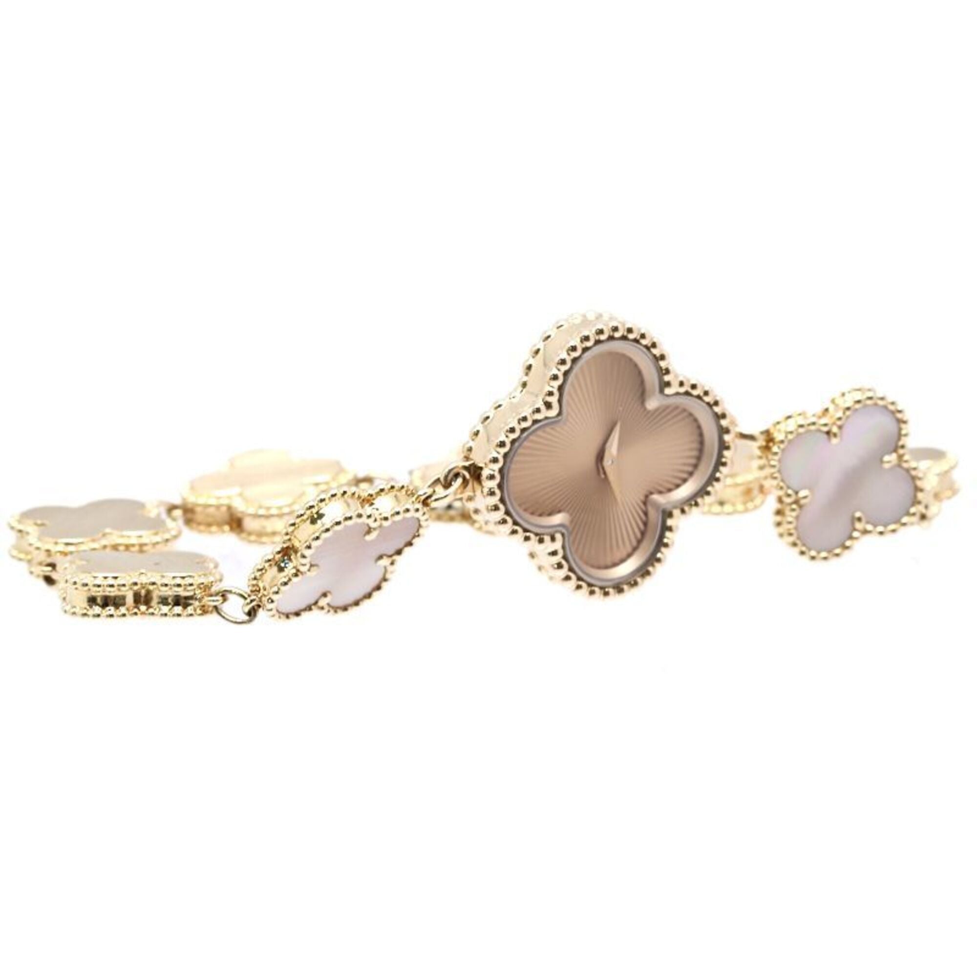 Van Cleef & Arpels Sweet Alhambra Guilloche VCARO90100 2386240 Women's Watch 18K Rose Gold 40437 — Very Good