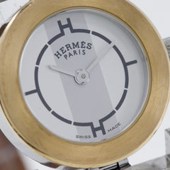 Hermes HERMES Paprika Watch PA1.220 Stainless Steel x Leather 2002 □F Quartz Analog Display White Dial Ladies — Good