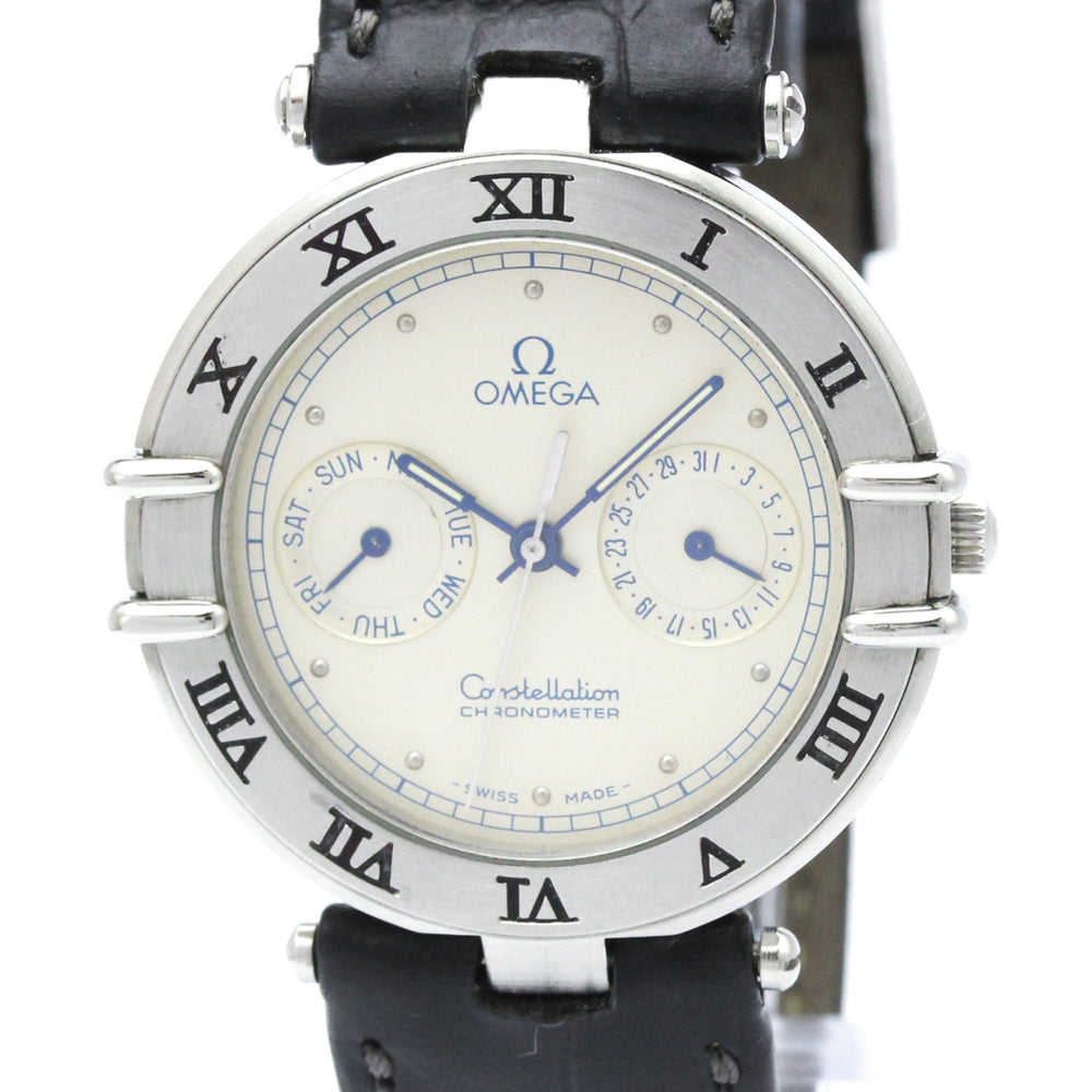 OMEGA Constellation Day Date Steel Quartz Mens Watch 198.0155 Polished — Very Good
