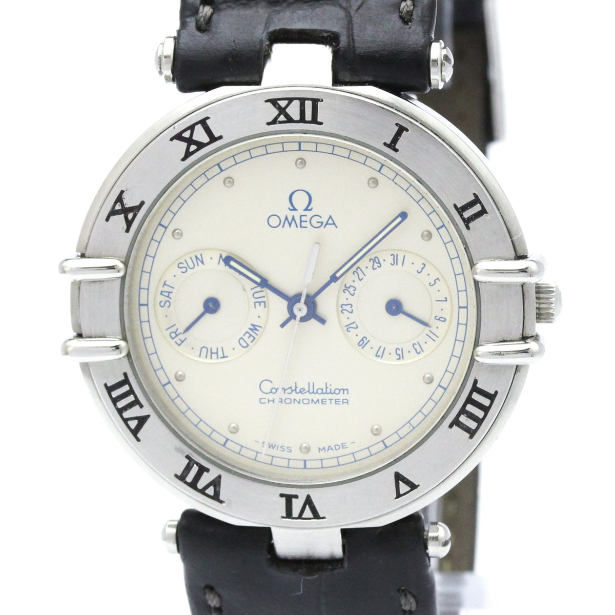 OMEGA Constellation Day Date Steel Quartz Mens Watch 198.0155 Polished — Very Good