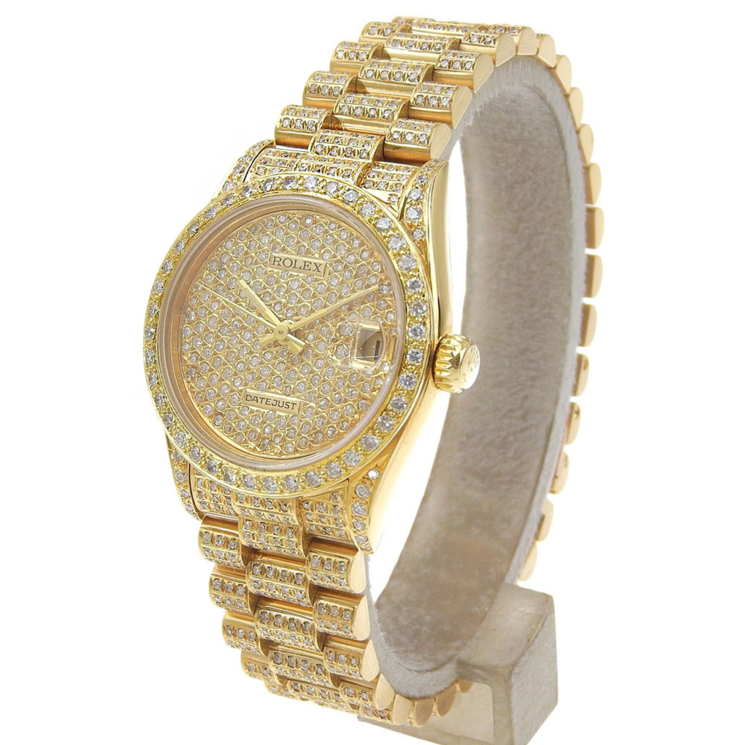 Like New Rolex Datejust 68278 L-serial, circa 1989-1990, Gold Dial, 18K Yellow Gold, Aftermarket Diamonds, 100.0g, 2023/10