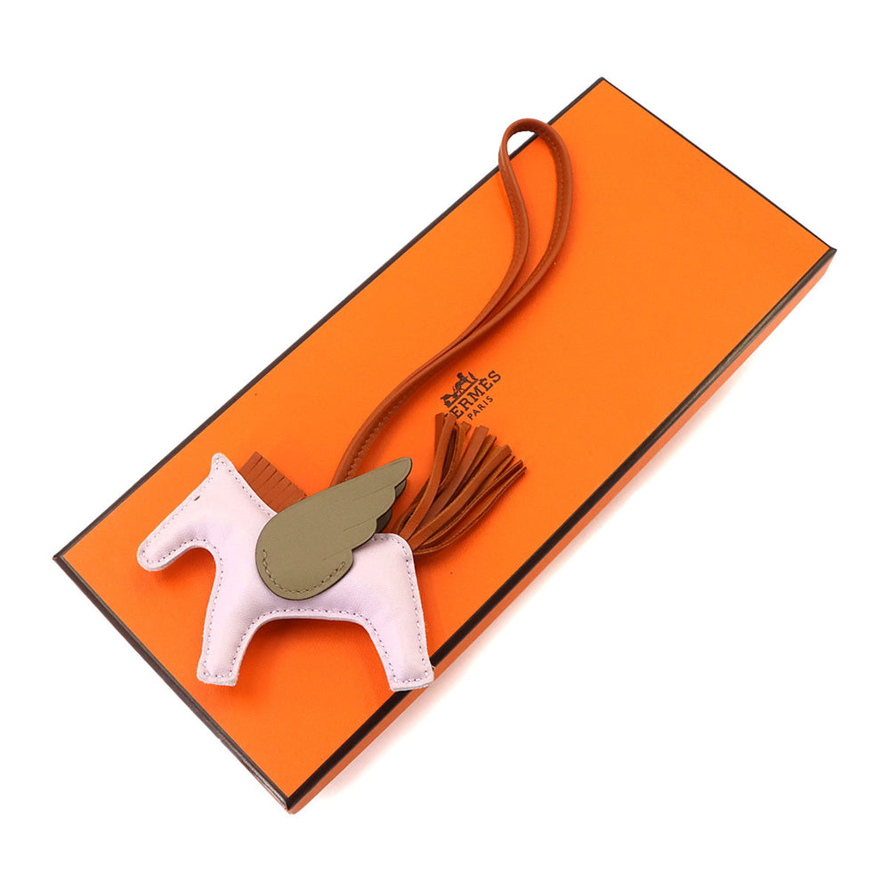 Hermes Rodeo Pegasus PM Accessory Bag Charm, Agneau Milo, Mauve Pale Beige, Malfa, Pampides, W Stamp — New - Store Return