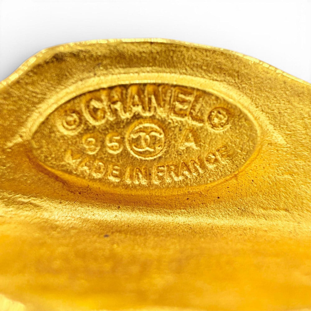 CHANEL Vintage 95A Coco Mark Brooch with Fringe, Gold, Made in France, Women's Accessory — Like New