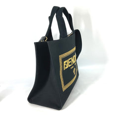 Fendi 8BH395 VERSACE collaboration 2WAY Tote Bag Crossbody Shoulder Bag Black Gold — Like New