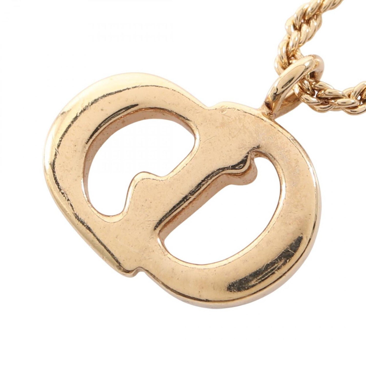 Christian Dior CD Logo Necklace, Gold Plated (GP), Women's, Tone