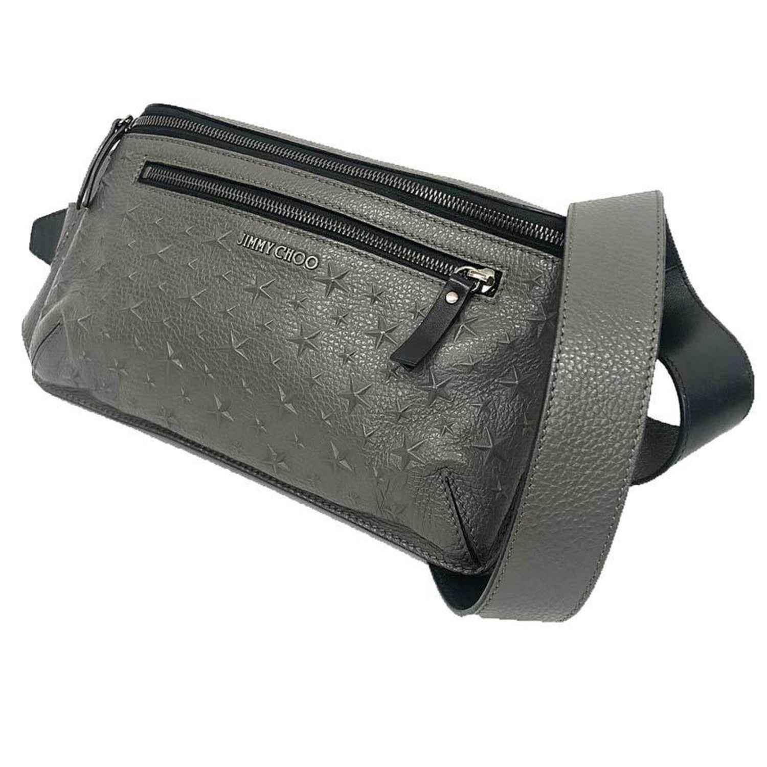 JIMMY CHOO Star Embossed Body Bag Waist Shoulder Grey