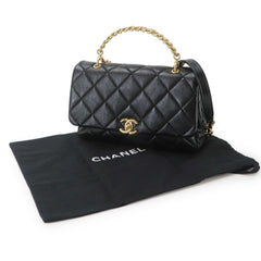 Chanel Matelasse 2-way Handbag/Shoulder Bag, Leather, Black, Gold Hardware — Like New