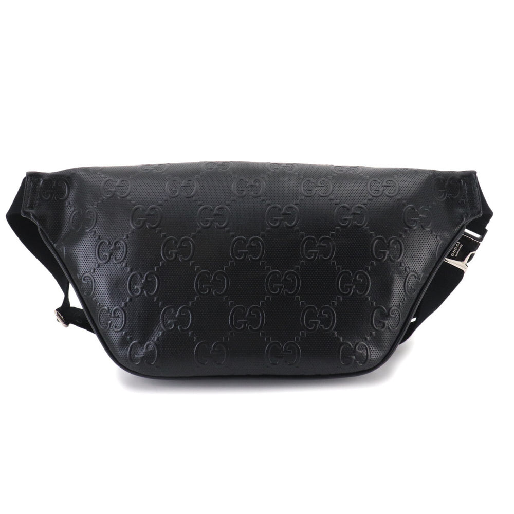 Gucci GG Embossed Belt Handbag, Leather, Black, 645093, Silver Hardware — New - Store Return