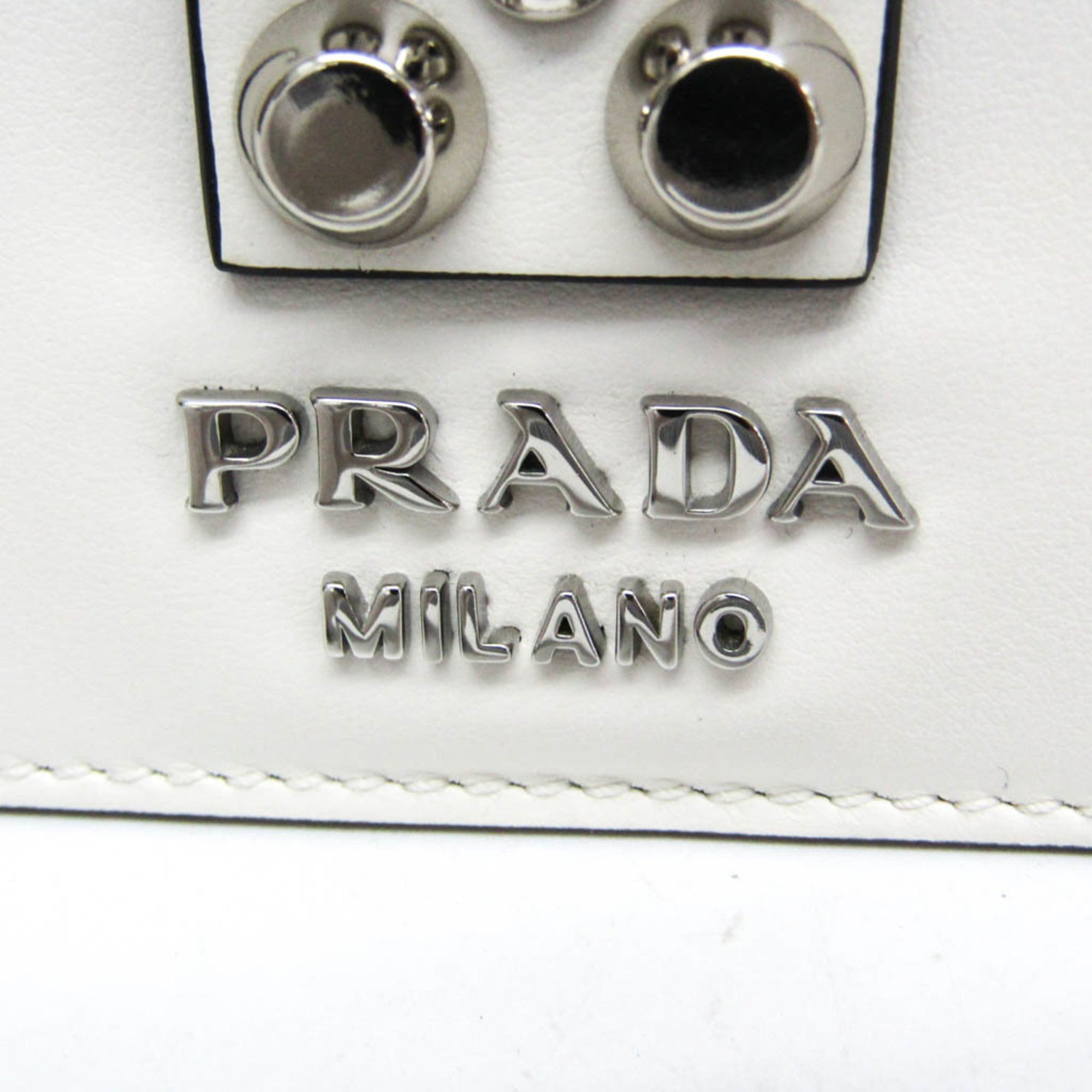 Prada Electra Studs 1BD120 Women's Leather Handbag,Shoulder Bag White — Like New