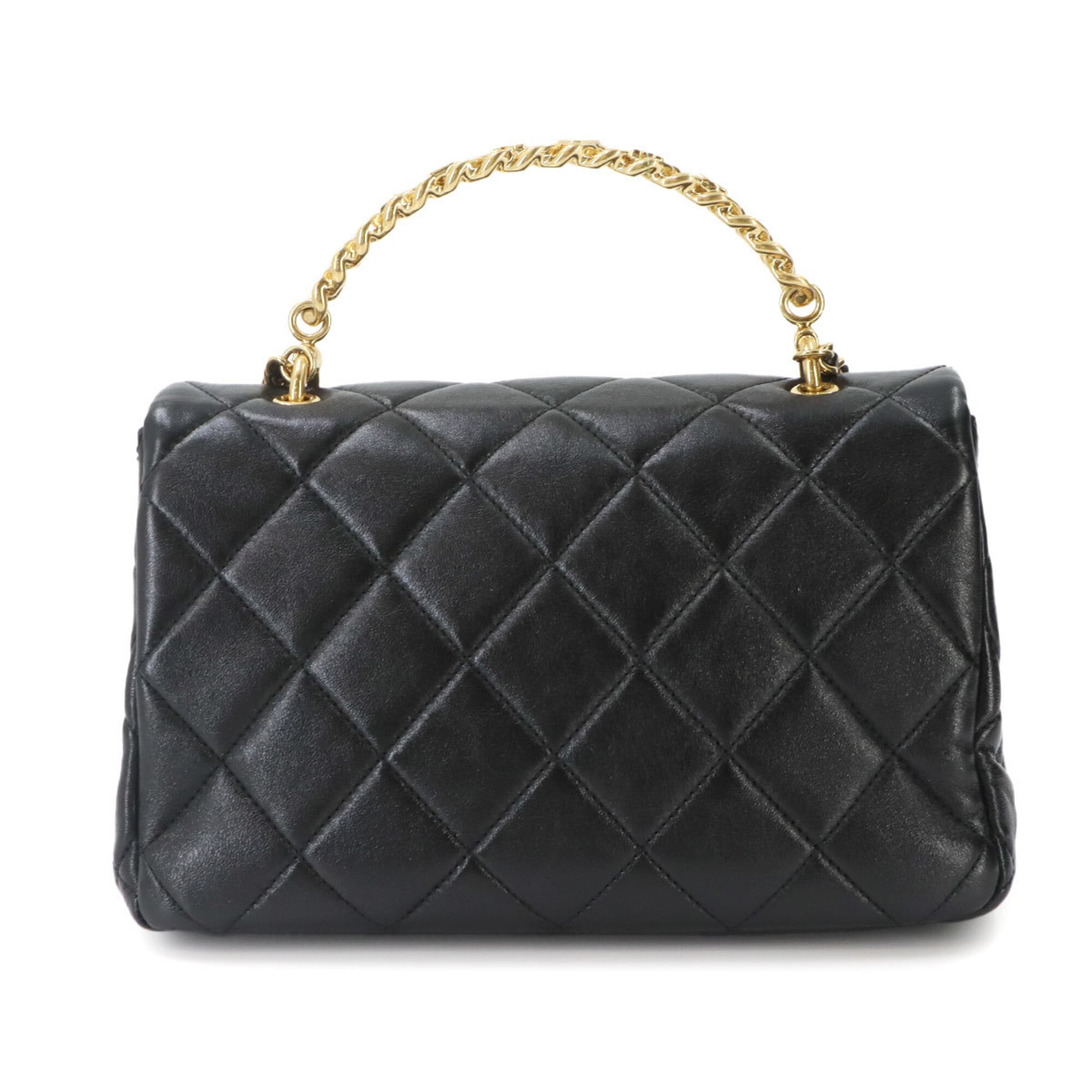 Chanel Matelasse 2-way Handbag/Shoulder Bag, Leather, Black, Gold Hardware — Like New