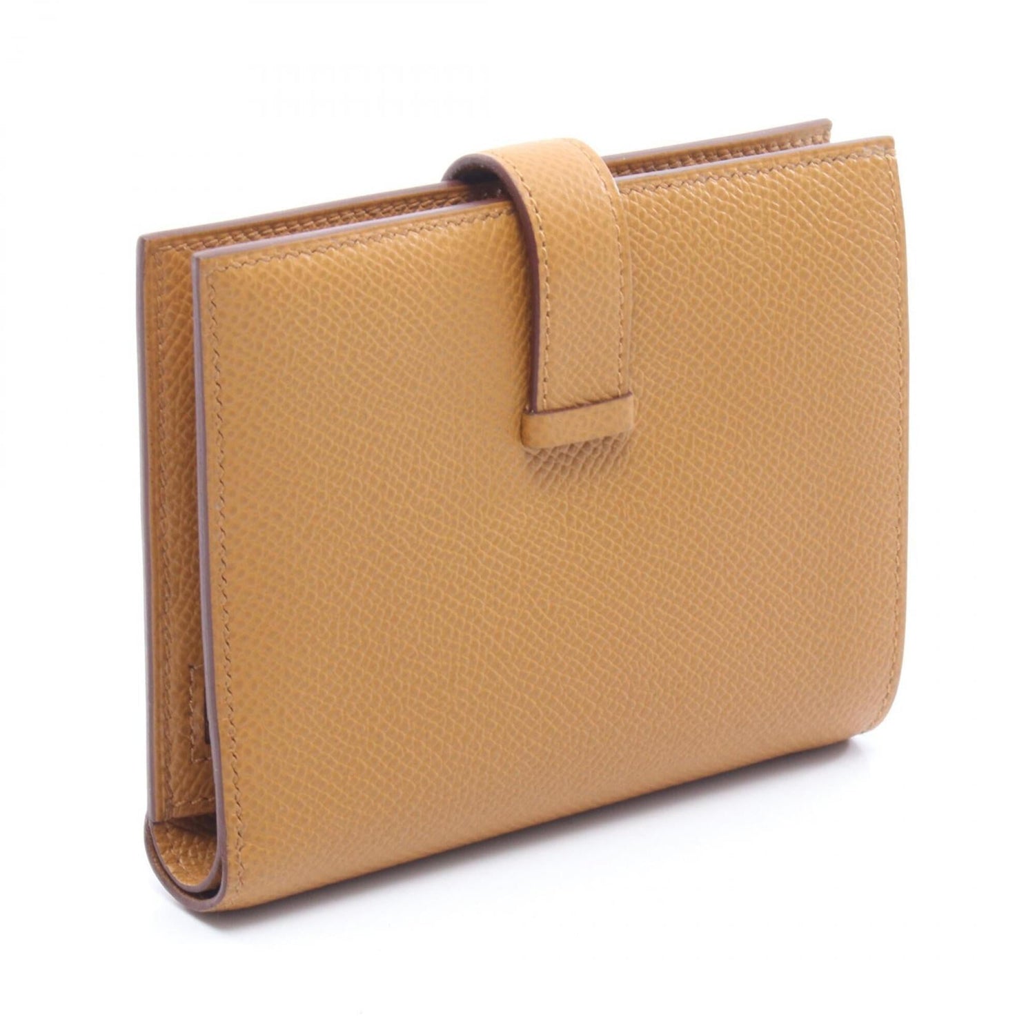 Hermes Bearn Compact Bi-fold Wallet, Leather, Calfskin (Cowhide), Veau Epsom, Brown Tone