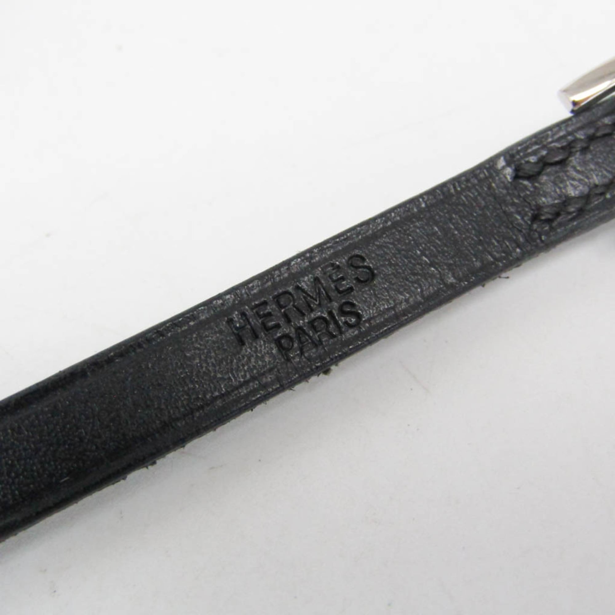 Hermes Hapi III Choker Leather,Metal Bangle Silver,Black — Like New