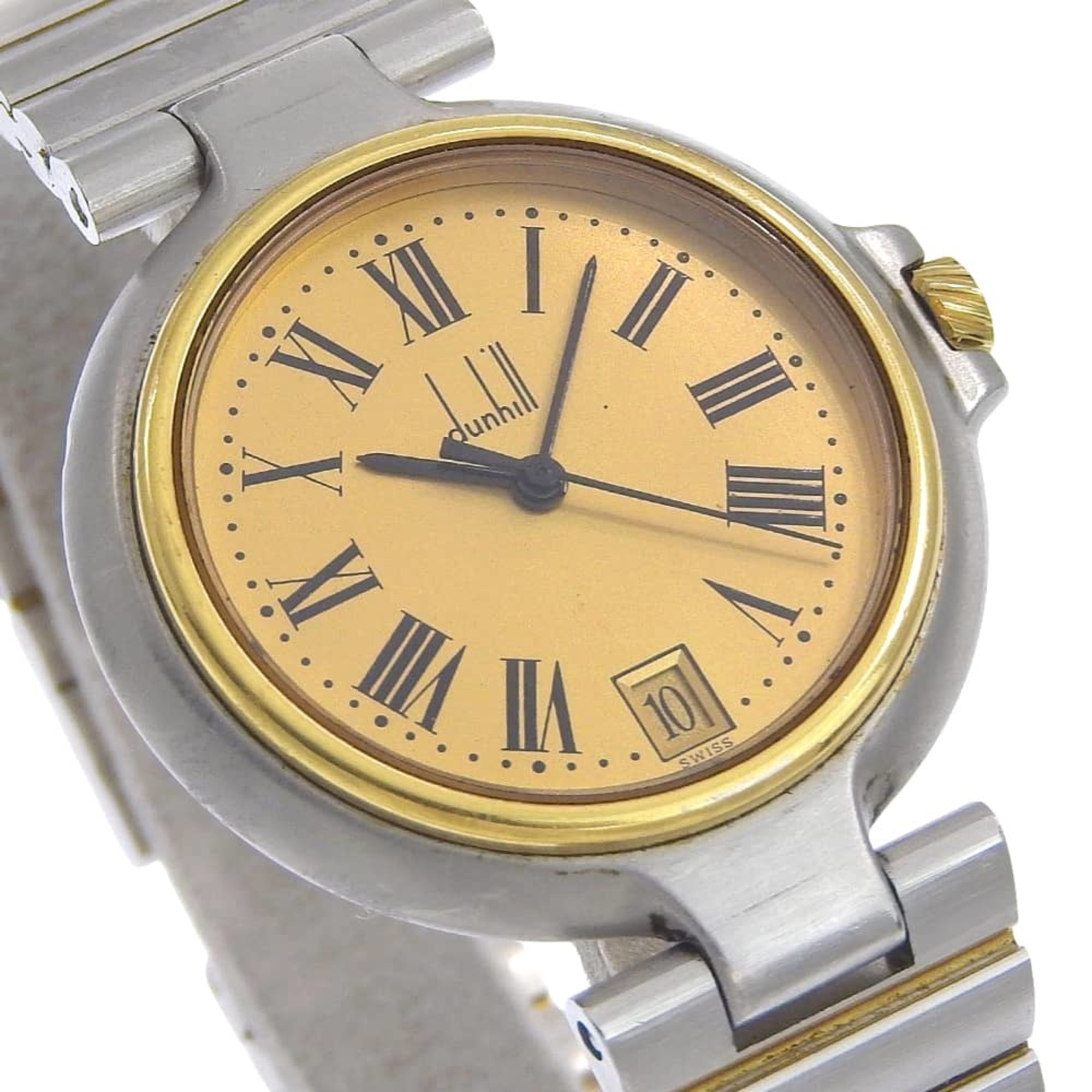Dunhill Millennium Women's Watch, Stainless Steel, Silver, Quartz, Analog, Gold Dial — Good
