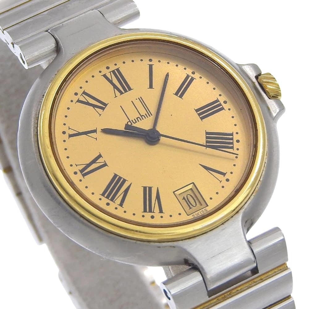 Dunhill Millennium Women's Watch, Stainless Steel, Silver, Quartz, Analog, Gold Dial — Good