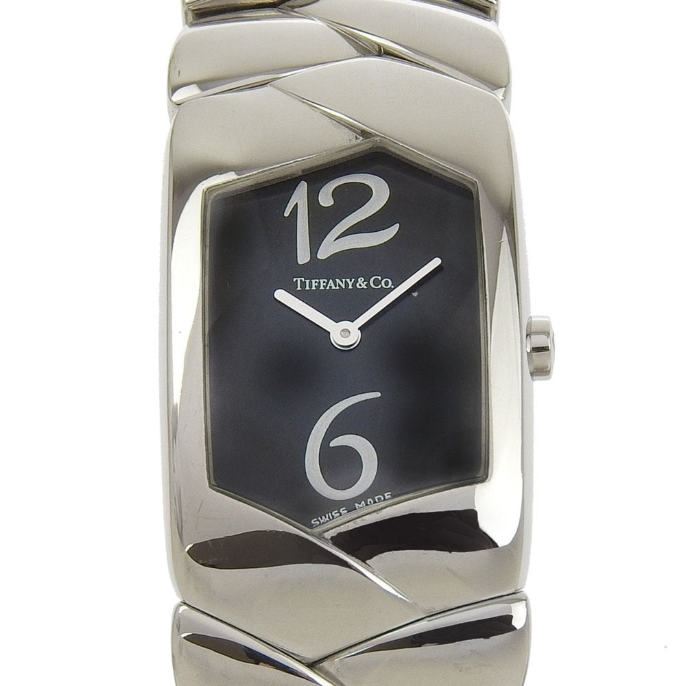 Tiffany & Co. Women's Tisolo Watch Z6301.10, Stainless Steel Quartz Analog Display, Black Dial — Very Good