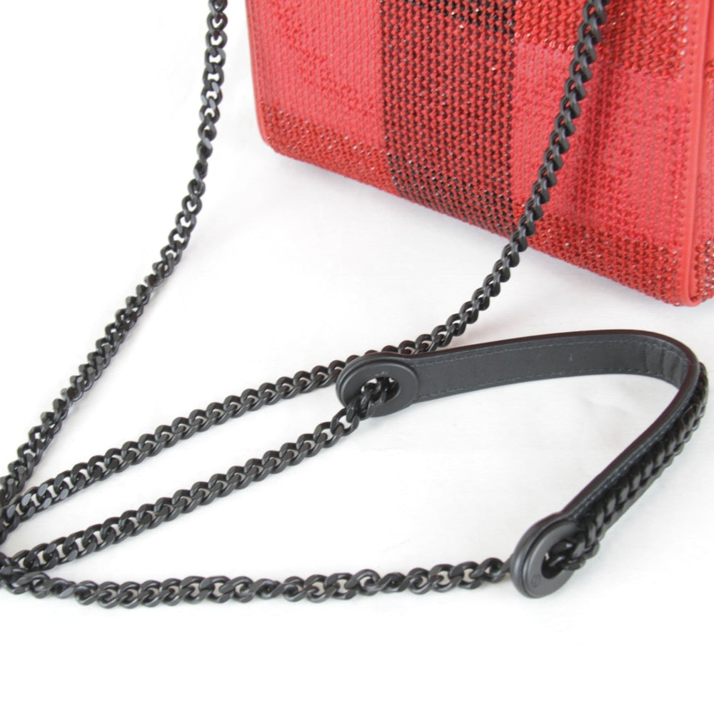 Christian Dior shoulder bag, leather/rhinestone, red, women's — Like New