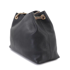 Gucci Interlocking G Soho Chain Tote Handbag, Leather, Black, 536196 — Like New