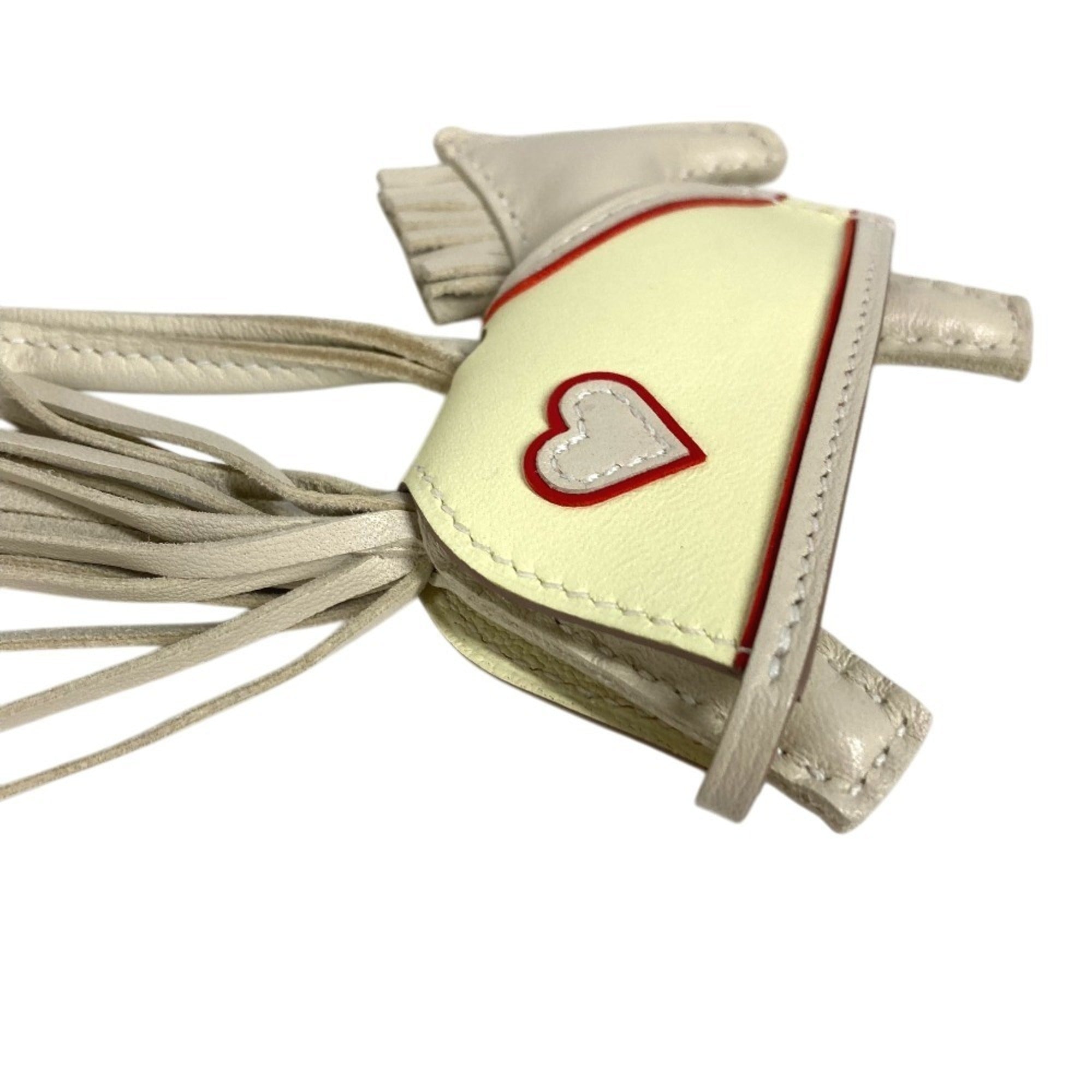 HERMES Hermes Horse Cheval Rodeo Robeo Coeur PM Heart Accessory Bag Charm Keychain Agneau Milo Men's Women's Clé Jaune Milton Rouge Ladue White Like New — New - Store Return