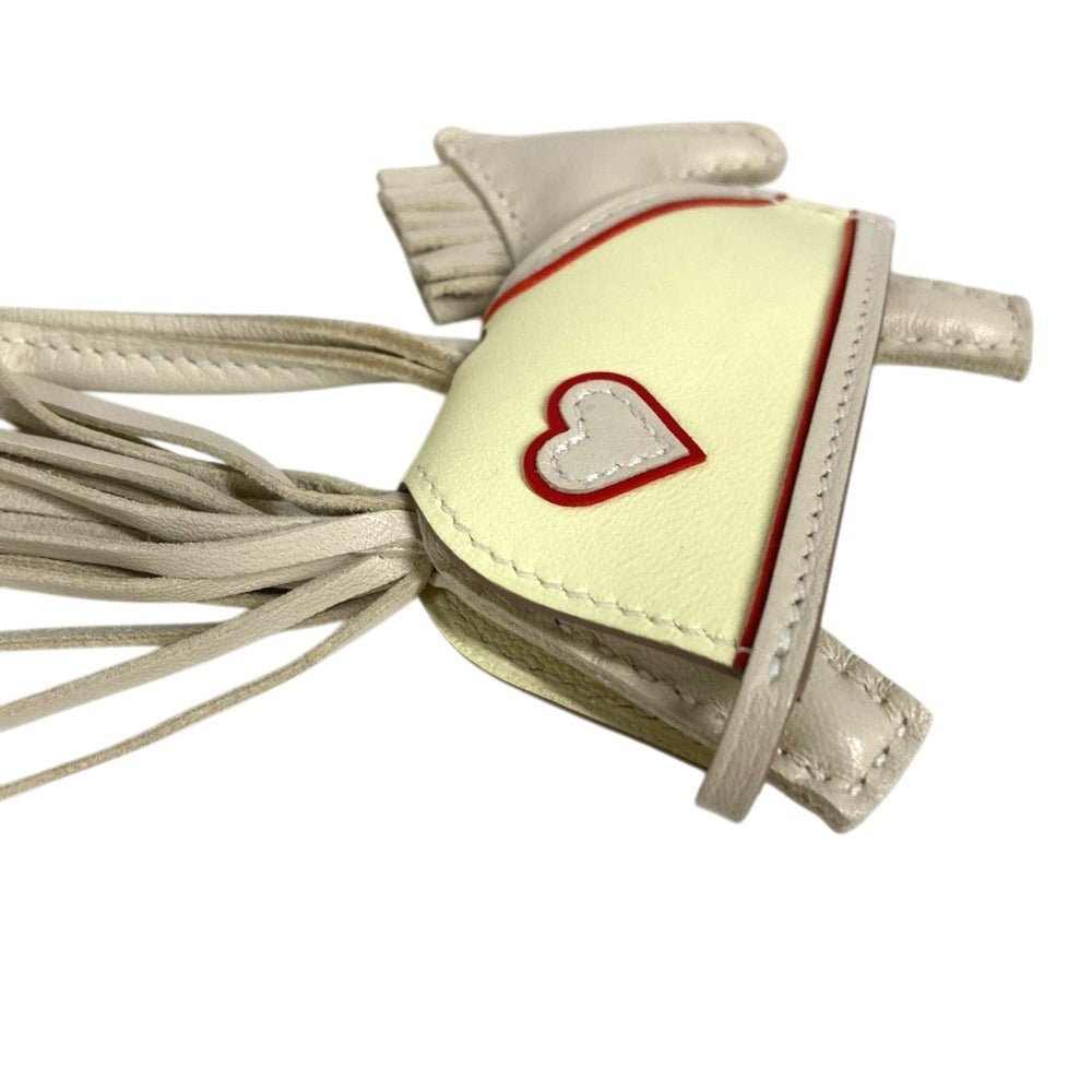 HERMES Hermes Horse Cheval Rodeo Robeo Coeur PM Heart Accessory Bag Charm Keychain Agneau Milo Men's Women's Clé Jaune Milton Rouge Ladue White Like New — New - Store Return