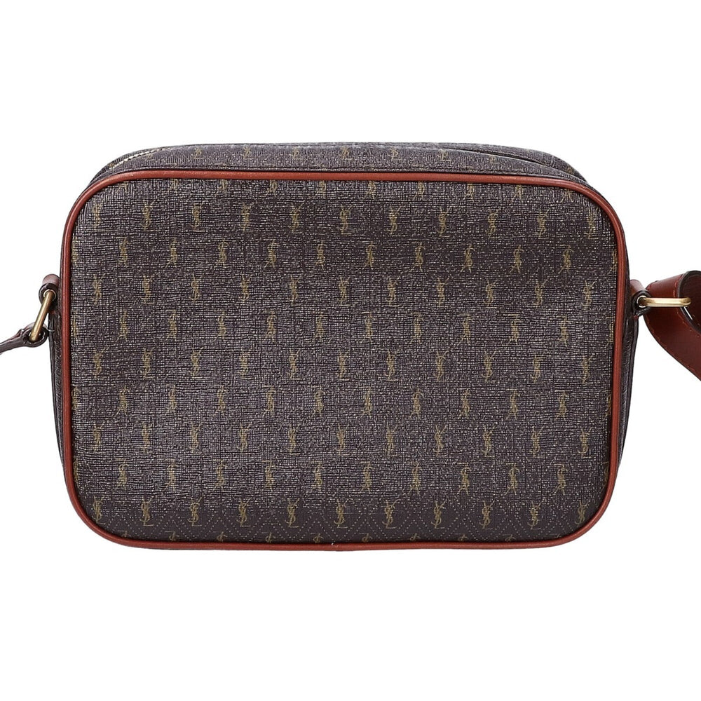 Yves Saint Laurent SAINT LAURENT PARIS 669957 Le Monogram Coated Canvas x Smooth Calf Camera Bag Shoulder Dark Brown Gold Hardware Women's — Like New