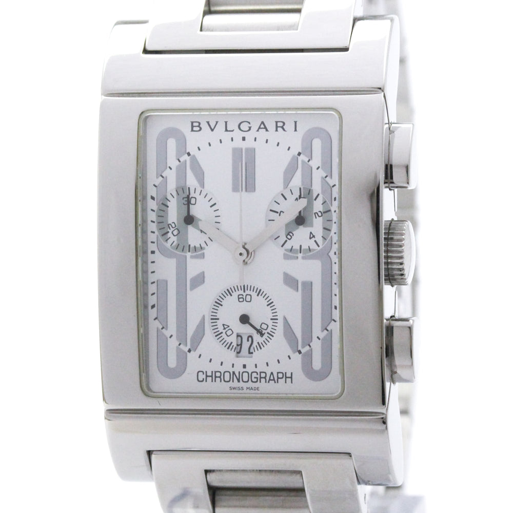 BVLGARI Rettangolo Stainless Steel Quartz Mens Watch RTC49S Polished — Very Good