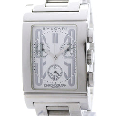 BVLGARI Rettangolo Stainless Steel Quartz Mens Watch RTC49S Polished — Very Good