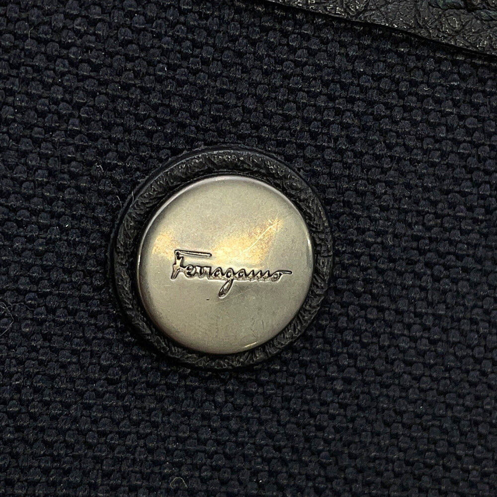 Salvatore Ferragamo Tote Bag, Canvas and Leather, 240797, Black, Handbag, Women's — Like New