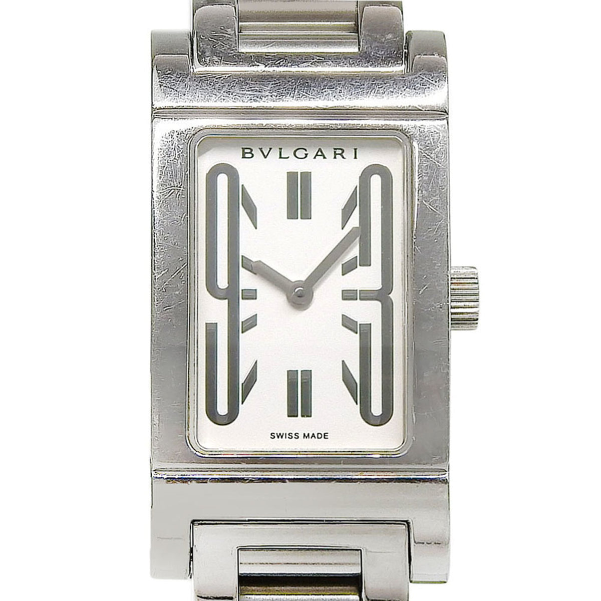 Bulgari BVLGARI Rettangolo RT39S Square White Dial Stainless Steel Quartz Battery Operated Women's Watch Approx. 38mm (height) x 21mm (width) — Good