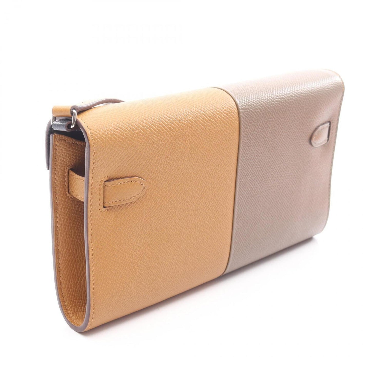 Hermes Kelly To Go Casaque Shoulder Bag/Handbag, Leather, Veau Epsom, Women's, Gray, Brown, Navy, Sesame Blue Indigo, H082223CKAG