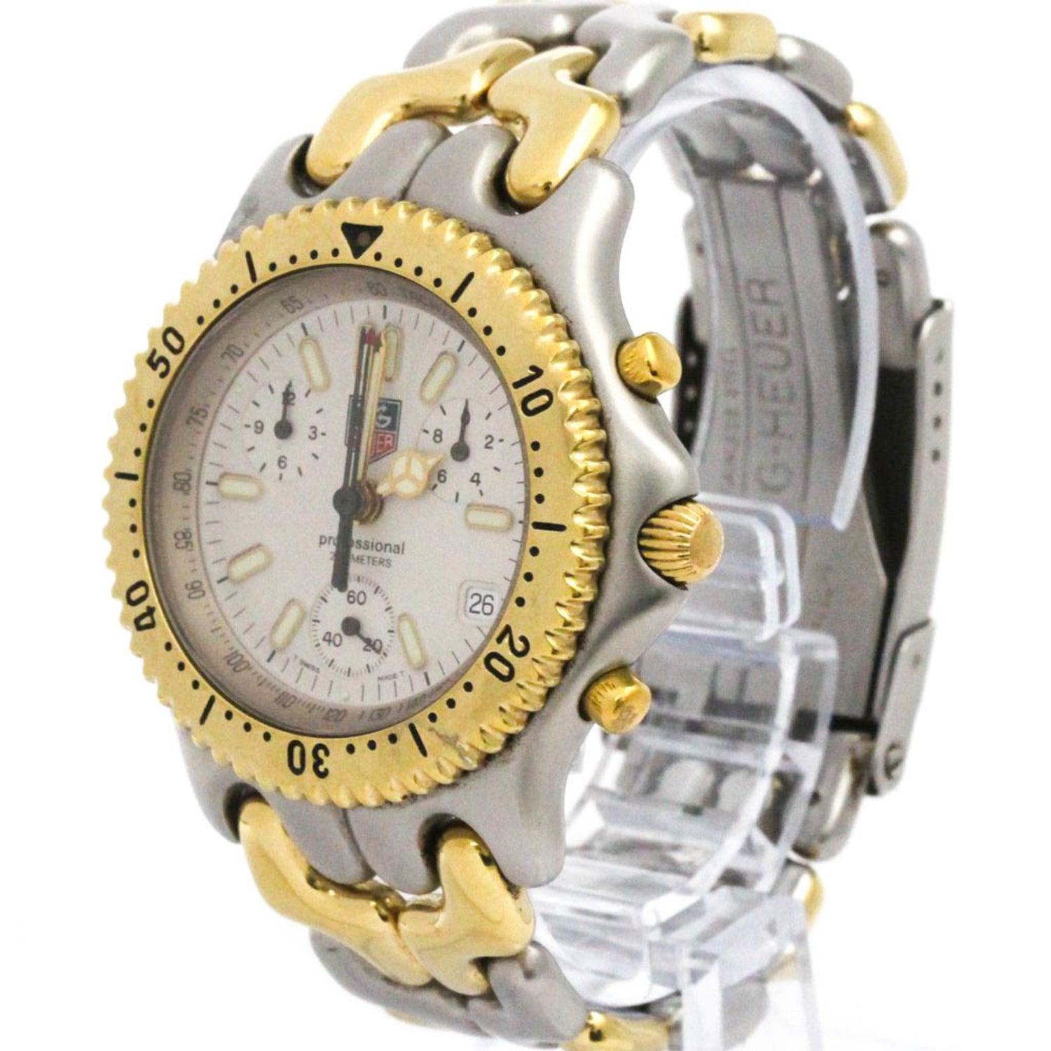 TAG HEUER Sel Chronograph Gold Plated Steel Mens Watch S35.006 Polished
