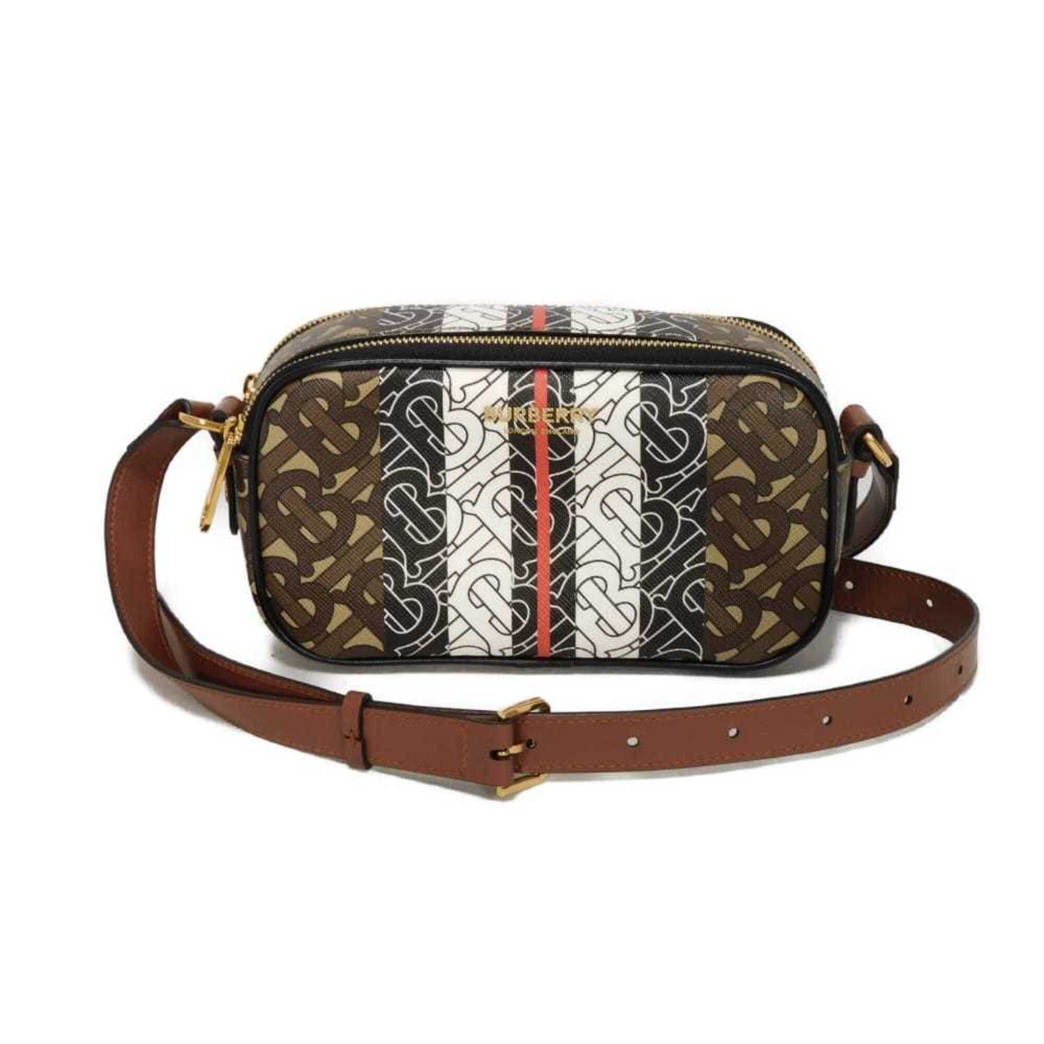 Burberry TB Monogram Mini Camera Bag, Brown Multicolor, 2-Way Belt E-Canvas, 8032774, Men's & Women's