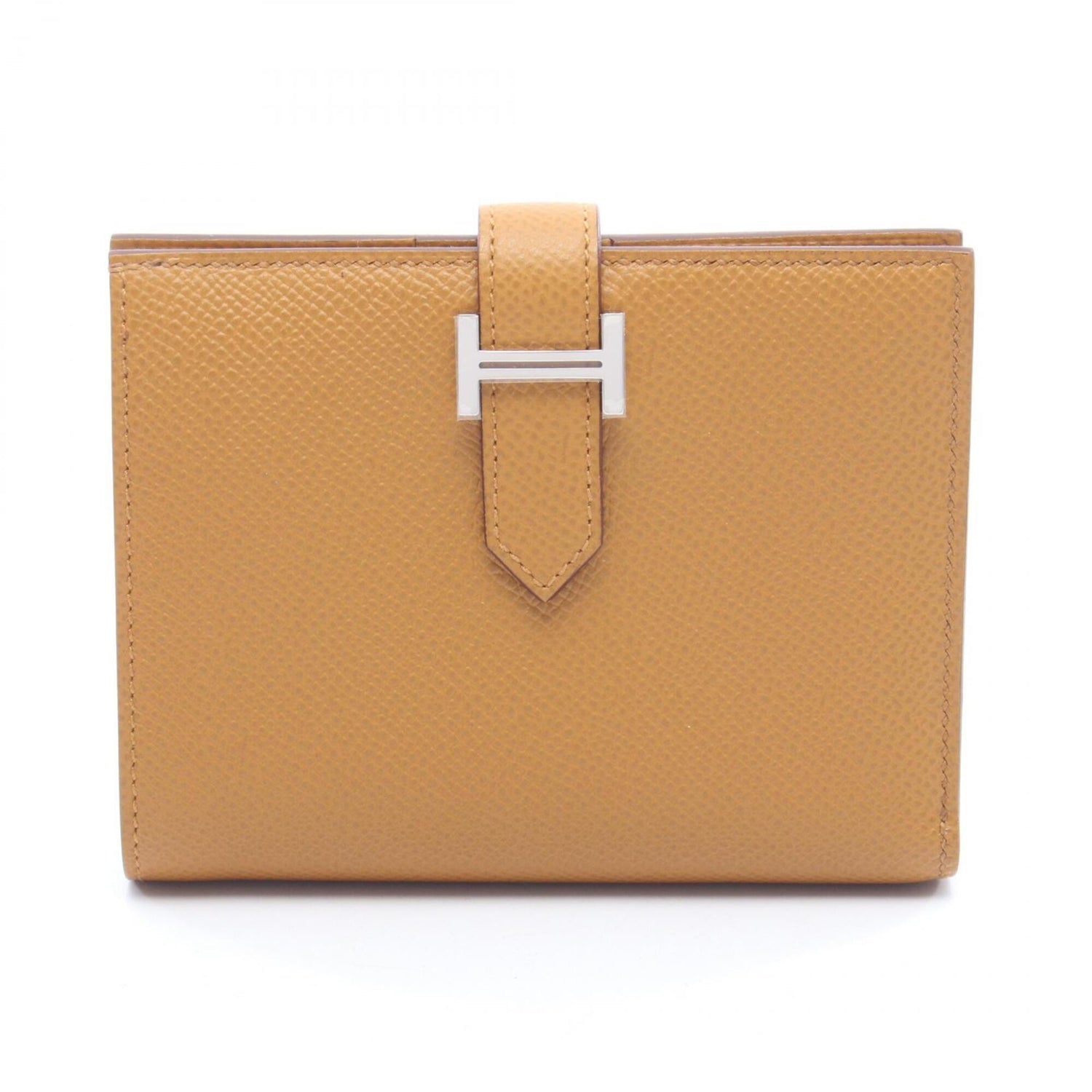 Hermes Bearn Compact Bi-fold Wallet, Leather, Calfskin (Cowhide), Veau Epsom, Brown Tone