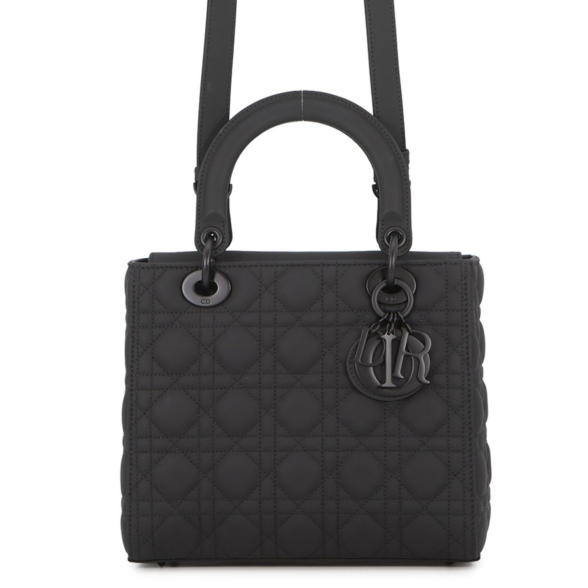 Christian Dior Lady Medium Ultra Matte Calfskin Handbag M0565SLOI_M989 2-way Shoulder Bag Black Women's — Like New