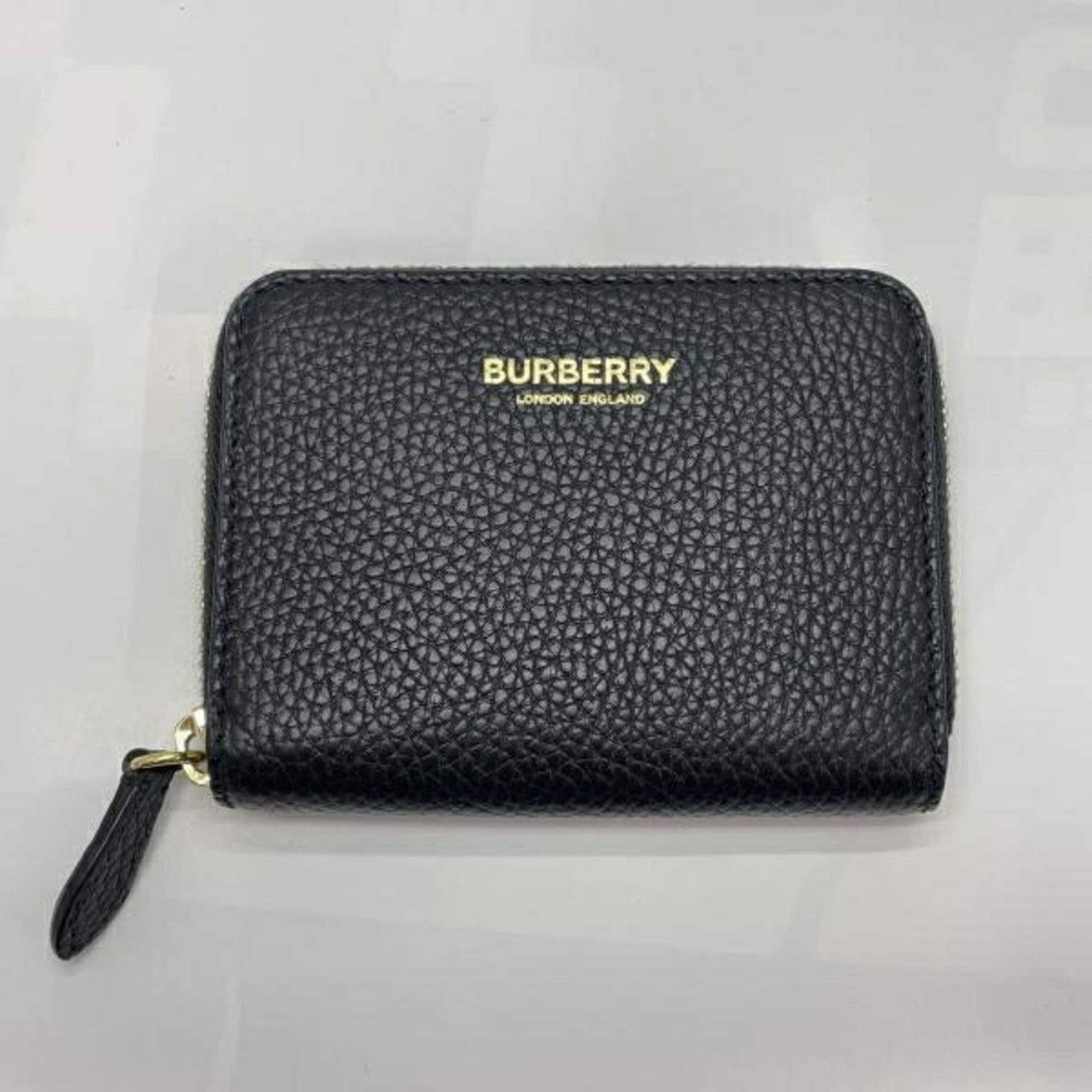 BURBERRY Leather Wallet/Coin Case, Black, Round Zip