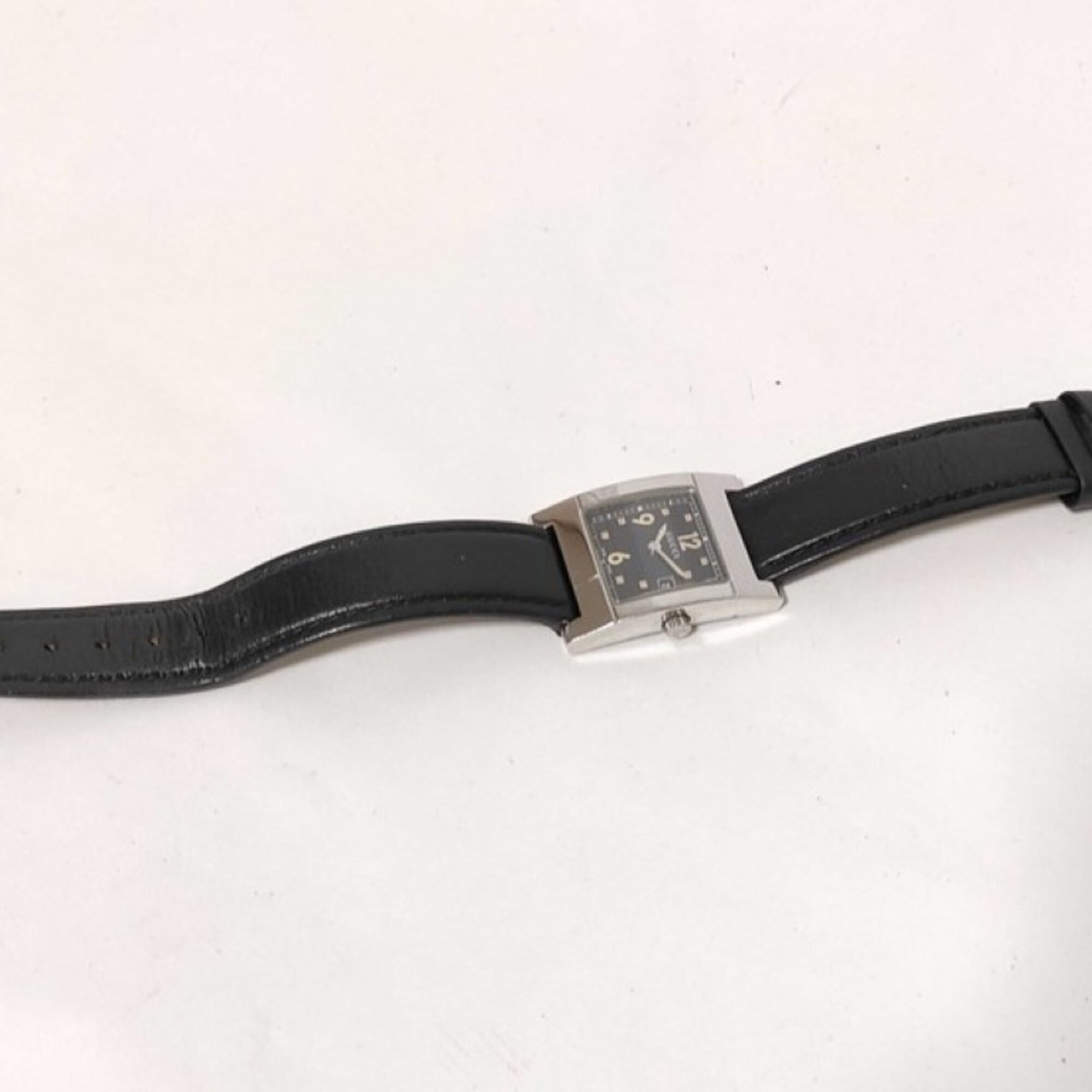 GUCCI Watch 7700L Black Silver Stainless Steel Leather Women's Analog Square — Good