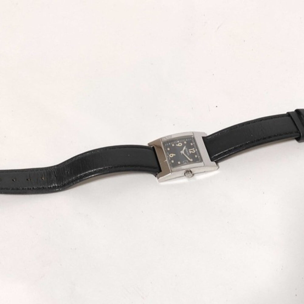 GUCCI Watch 7700L Black Silver Stainless Steel Leather Women's Analog Square — Good