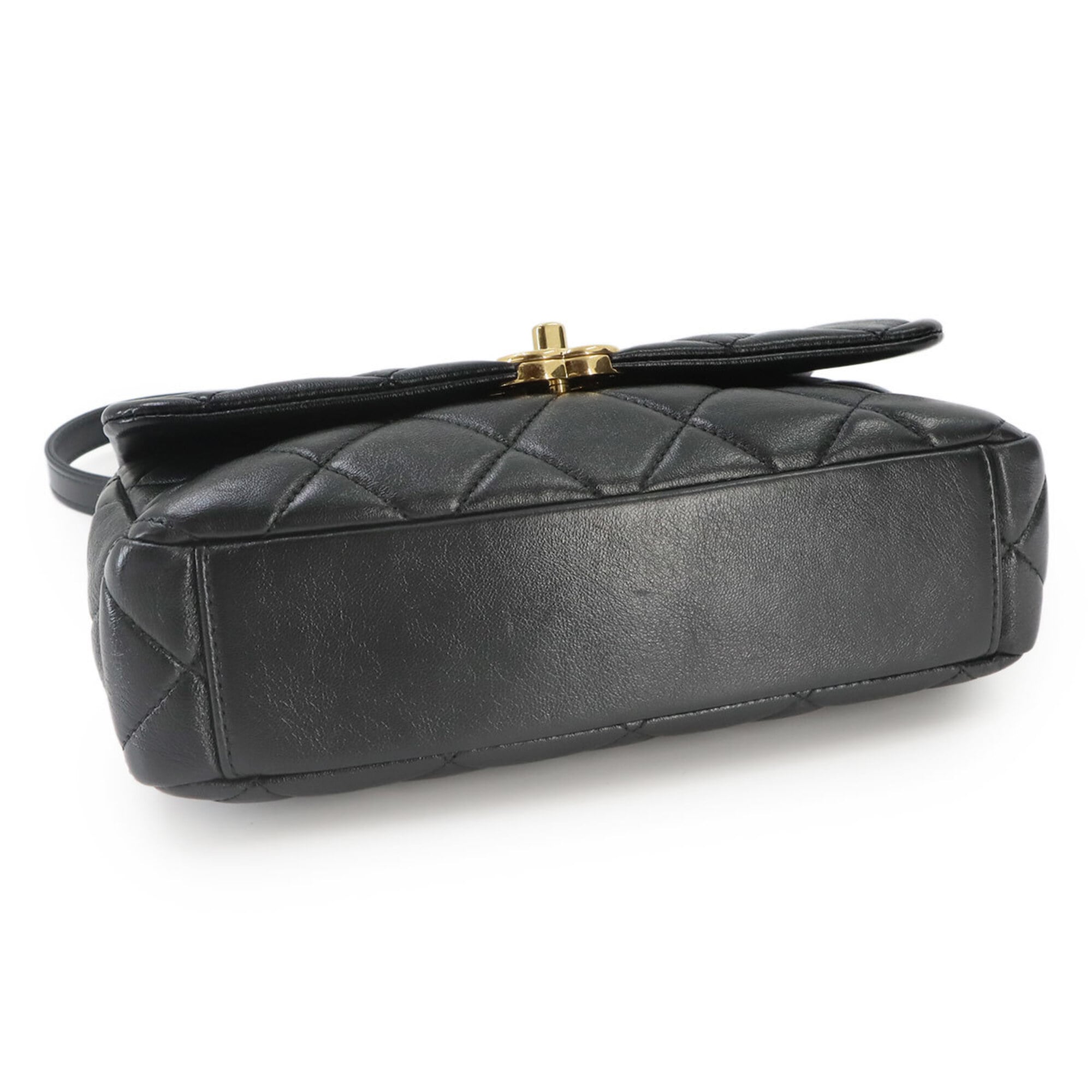 Chanel Matelasse 2-way Handbag/Shoulder Bag, Leather, Black, Gold Hardware — Like New