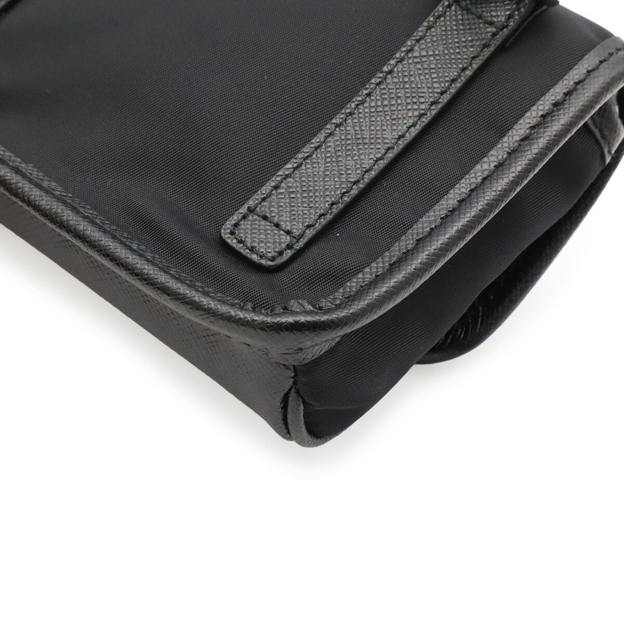 PRADA Triangle Shoulder Bag, Pouch, Handbag, Nylon Leather, Black (NERO) 2ZT022 — Like New