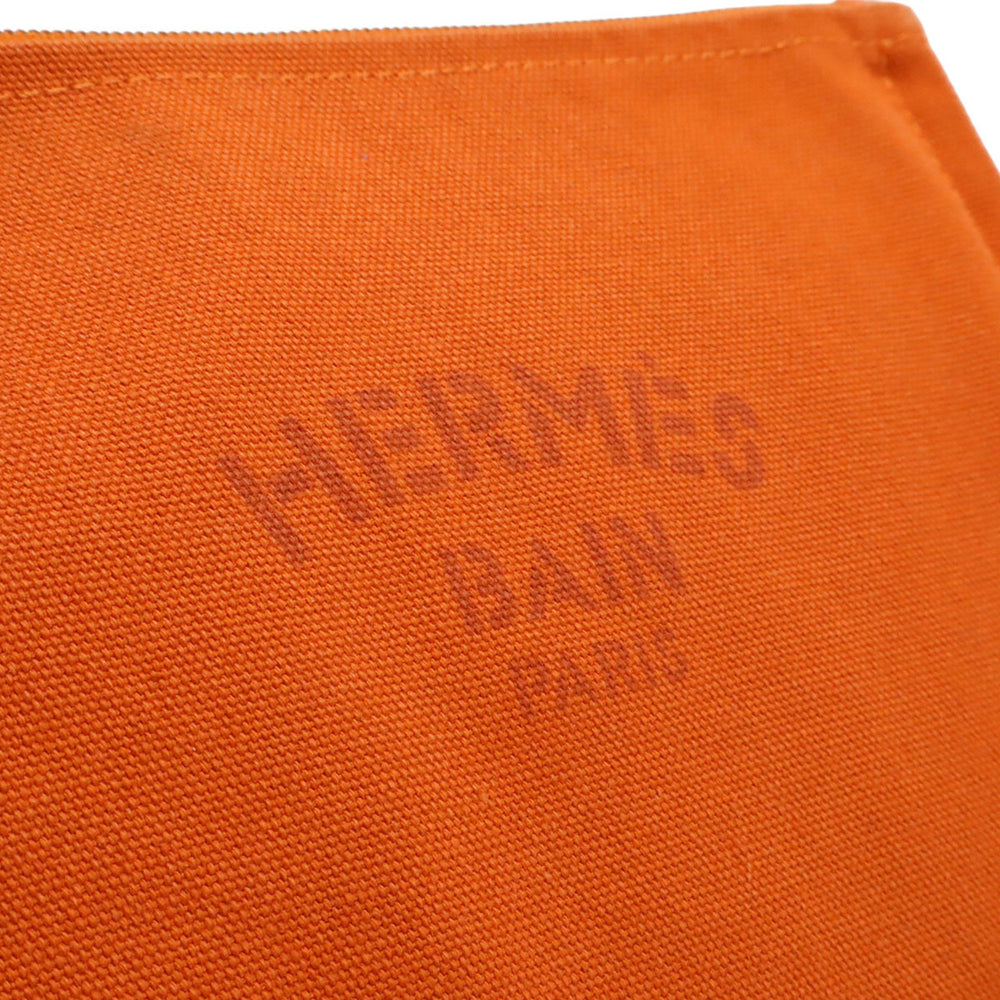 HERMES New Yachting PM Flat Pouch Handbag Canvas Leather Orange — Like New