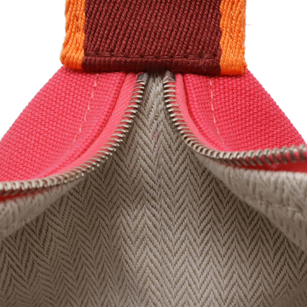 HERMES Bride à Black PM Bus Pouch Handbag Canvas Hibiscus Pink H104222M — New - Store Return