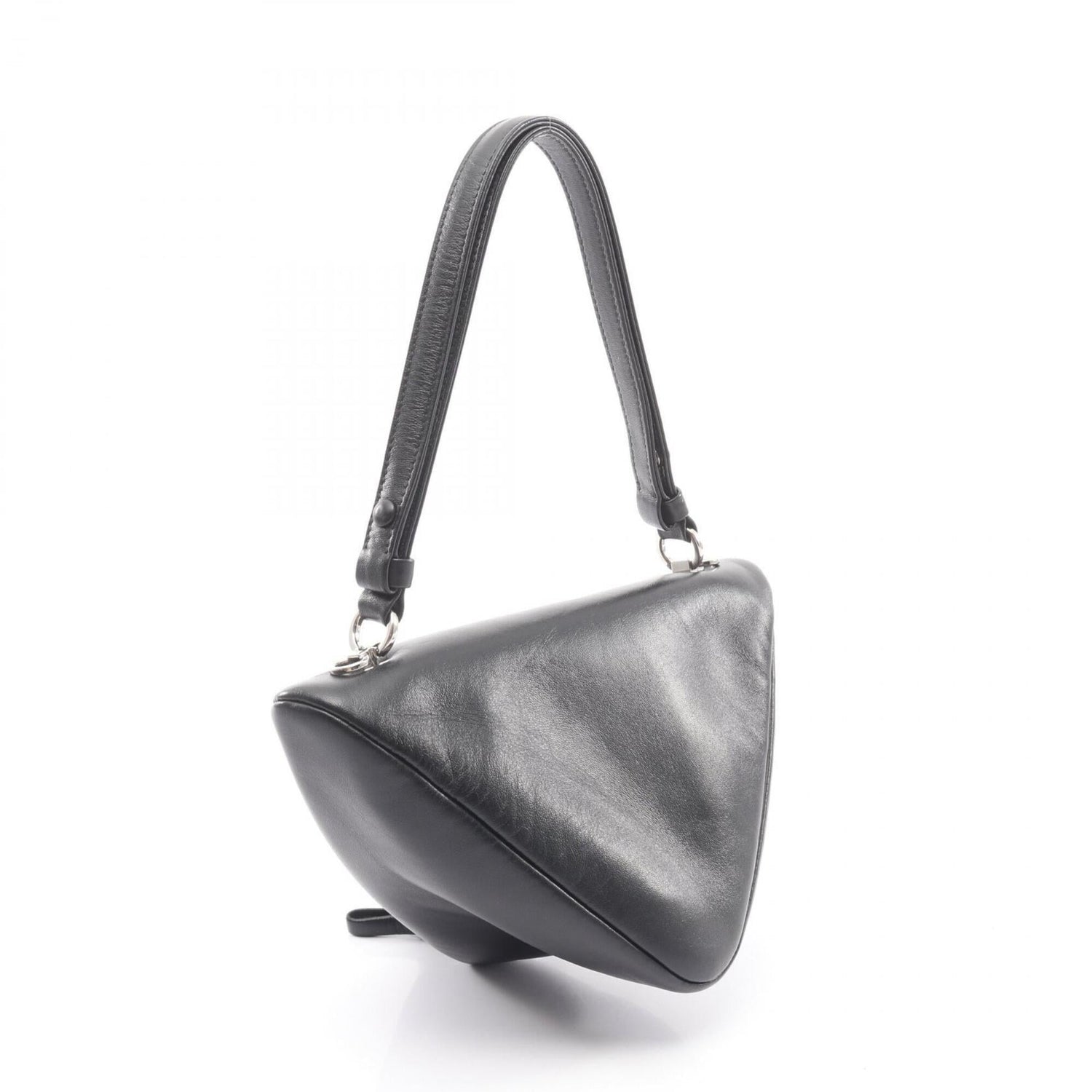 Prada Triangle 2-Way Handbag, Leather, Women's, Black, 1BA315